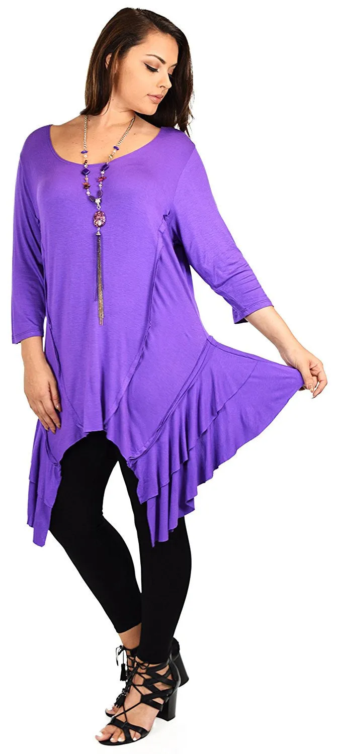 Plus Size Slimming Layered Flared Swing Tunic Dress Top