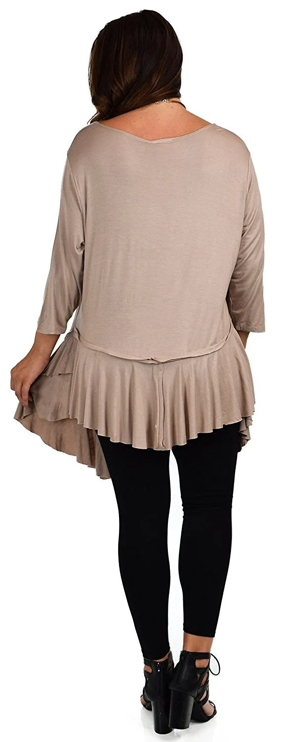 Plus Size Slimming Layered Flared Swing Tunic Dress Top