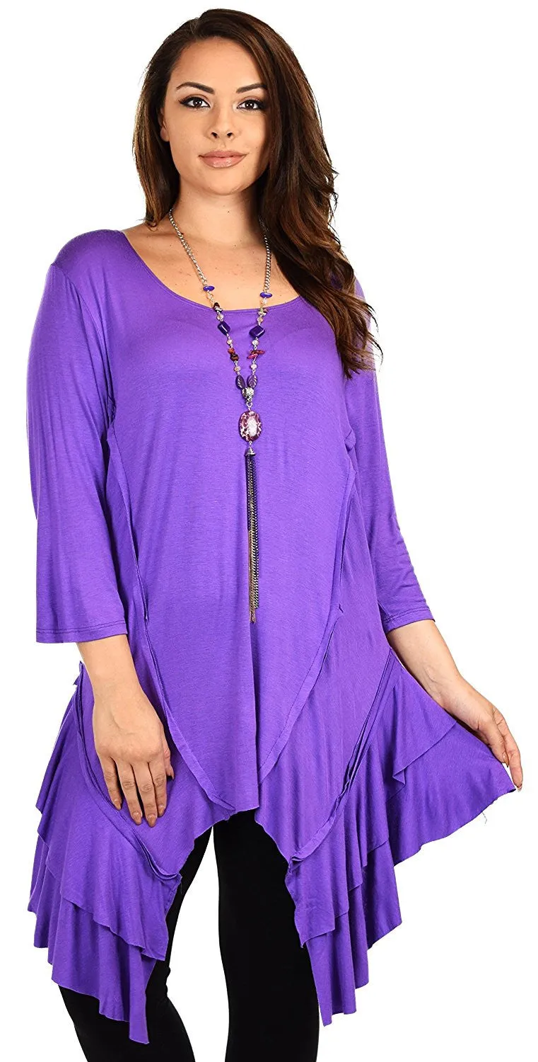 Plus Size Slimming Layered Flared Swing Tunic Dress Top