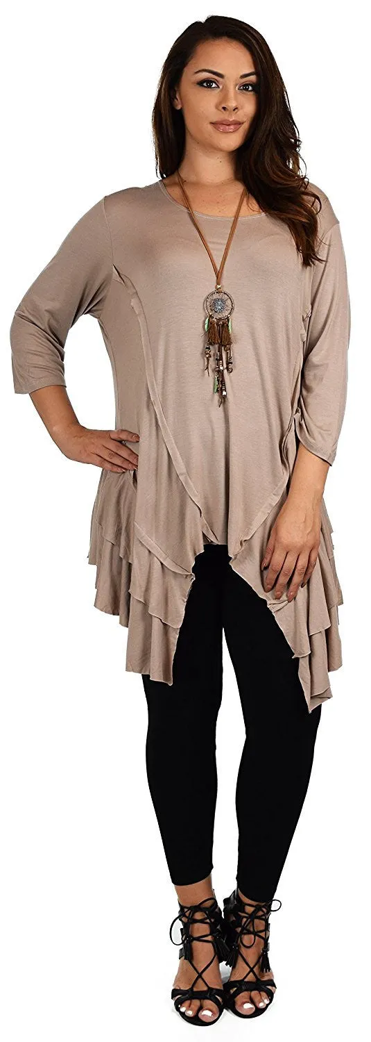 Plus Size Slimming Layered Flared Swing Tunic Dress Top
