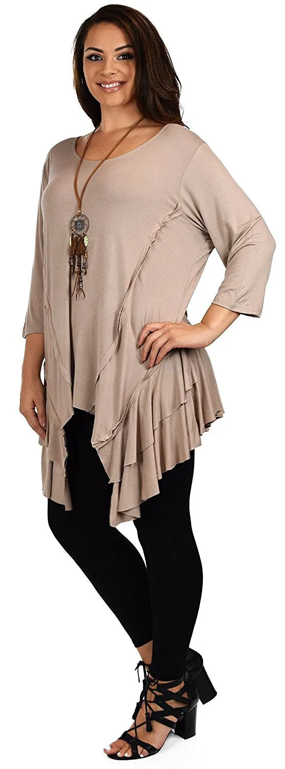 Plus Size Slimming Layered Flared Swing Tunic Dress Top