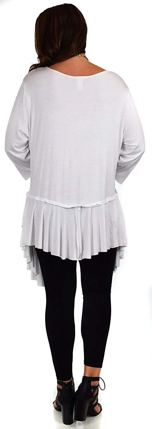 Plus Size Slimming Layered Flared Swing Tunic Dress Top
