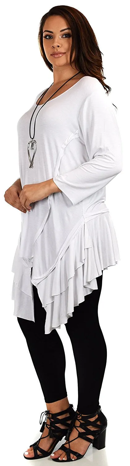 Plus Size Slimming Layered Flared Swing Tunic Dress Top