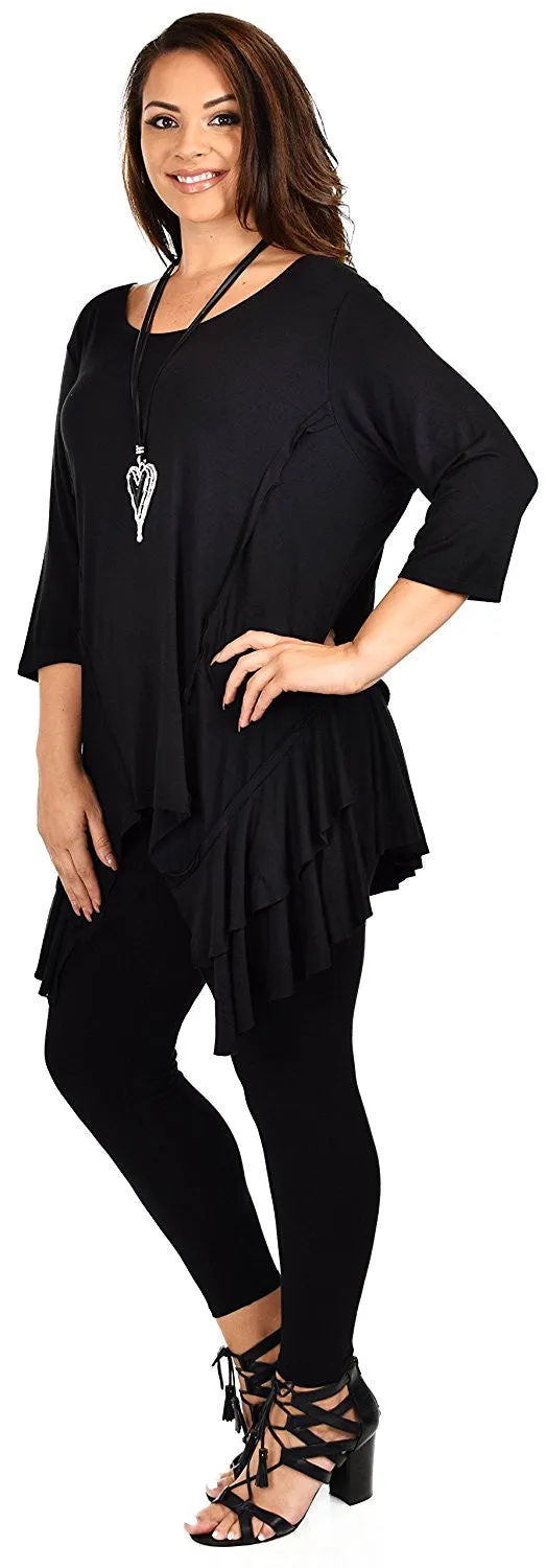 Plus Size Slimming Layered Flared Swing Tunic Dress Top