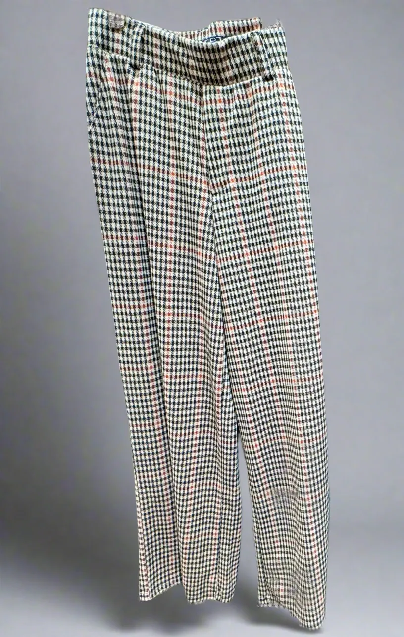 pull on high waist plaid pants