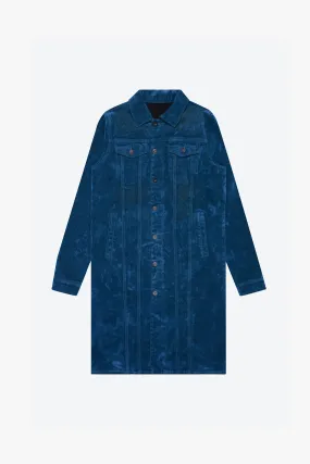 "NOCTURNE" INDIGO SUEDE TRENCH COAT