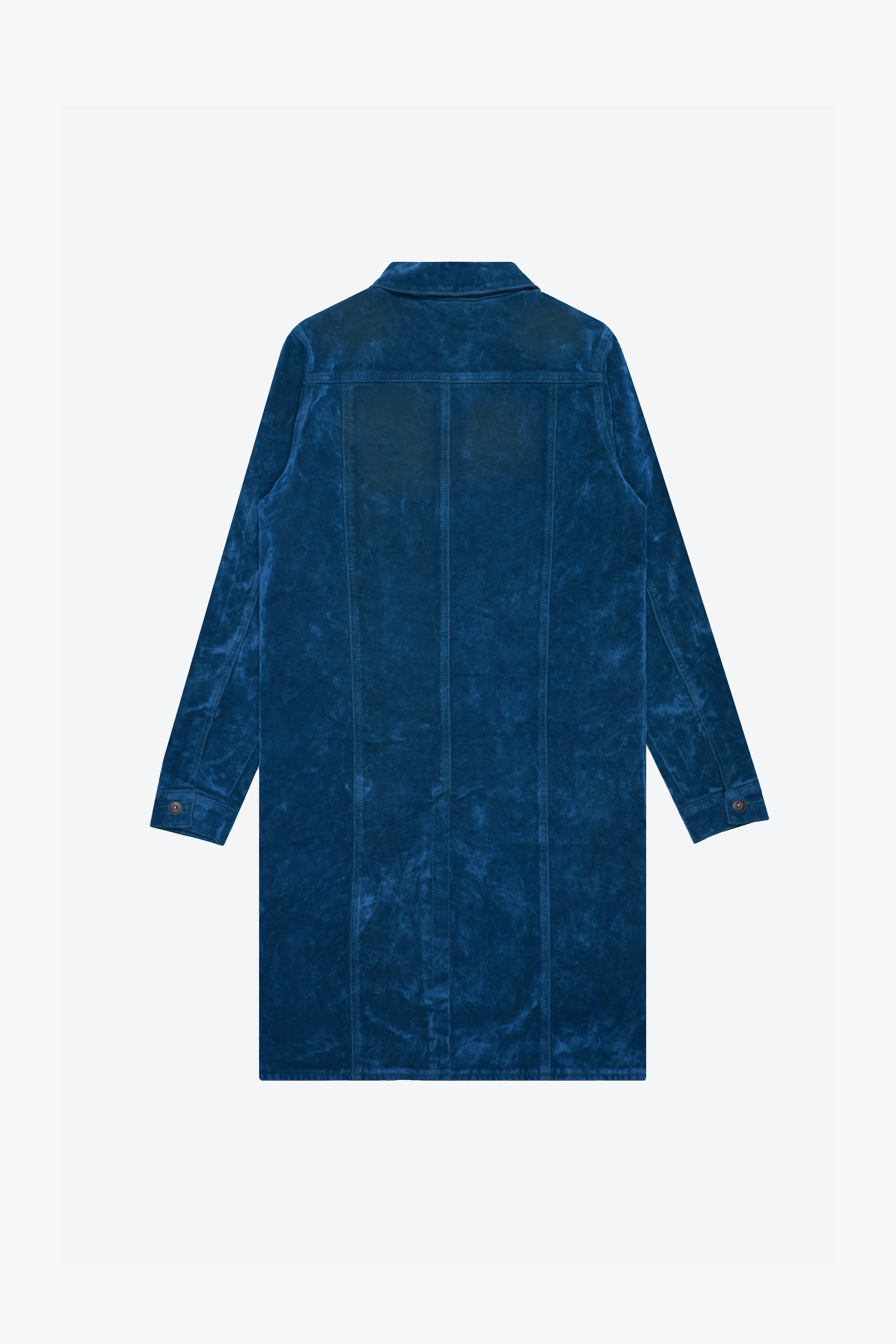 "NOCTURNE" INDIGO SUEDE TRENCH COAT