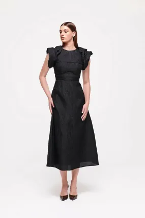 Rachel Gilbert Sophy Midi Dress In Black Size 16