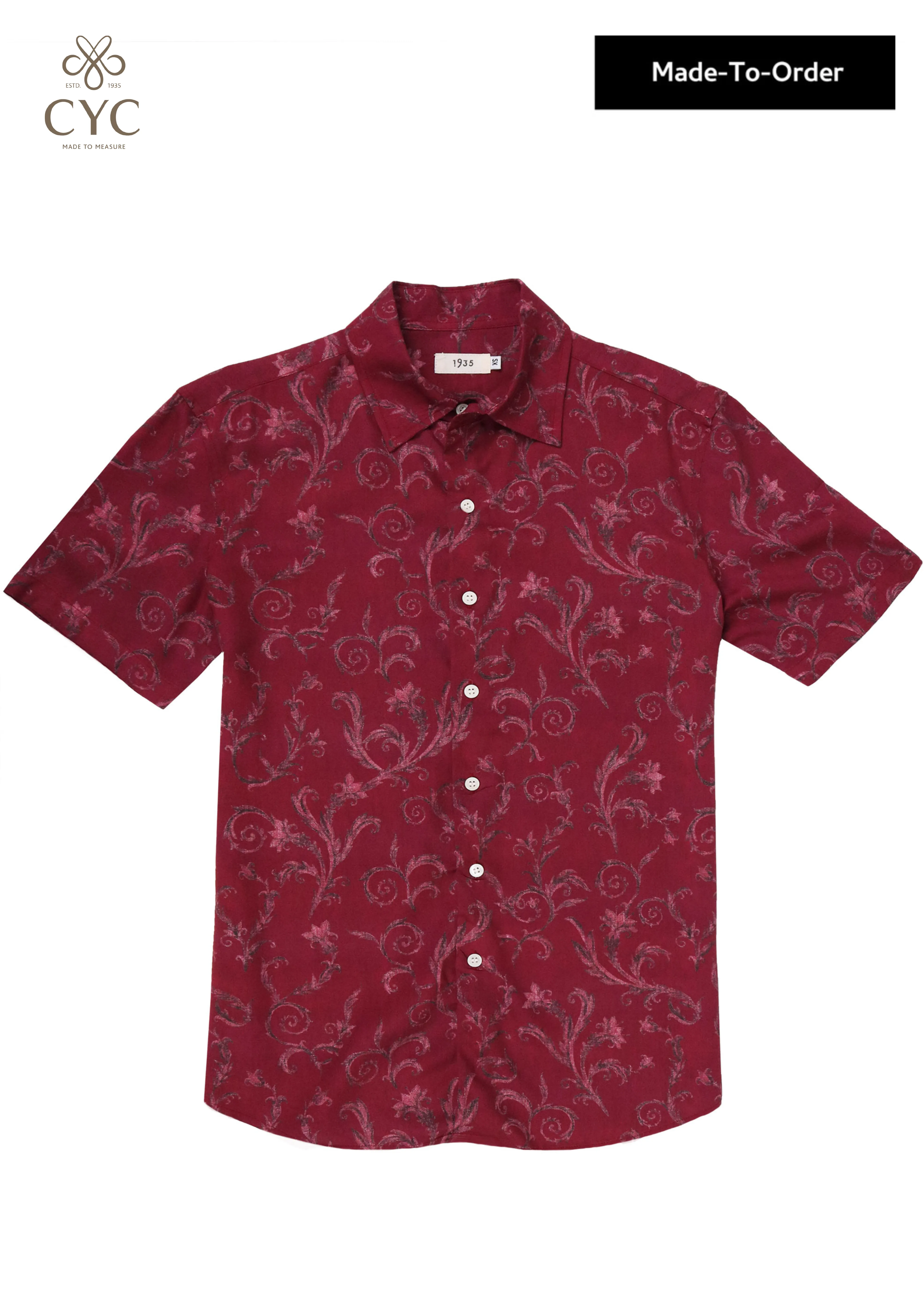 Red Botanical Viscose Short Sleeve Shirt