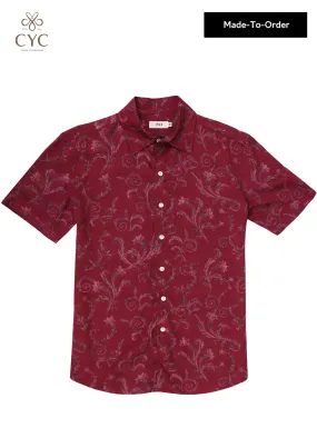 Red Botanical Viscose Short Sleeve Shirt