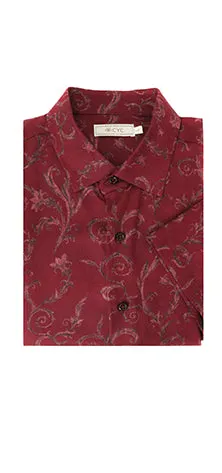 Red Botanical Viscose Short Sleeve Shirt