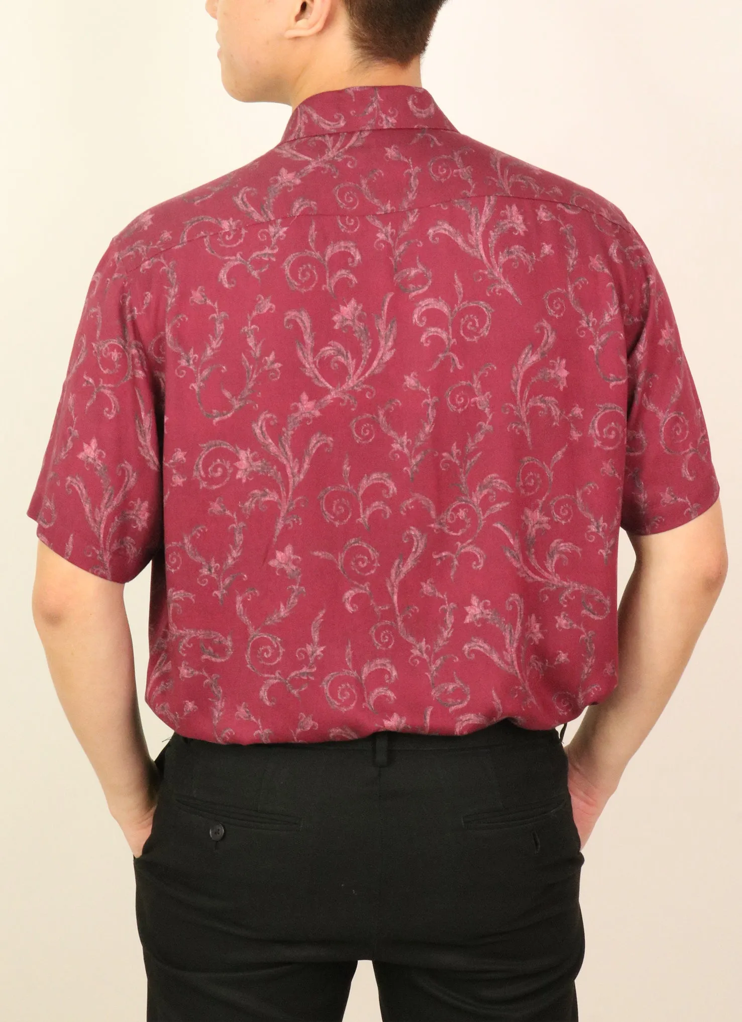 Red Botanical Viscose Short Sleeve Shirt