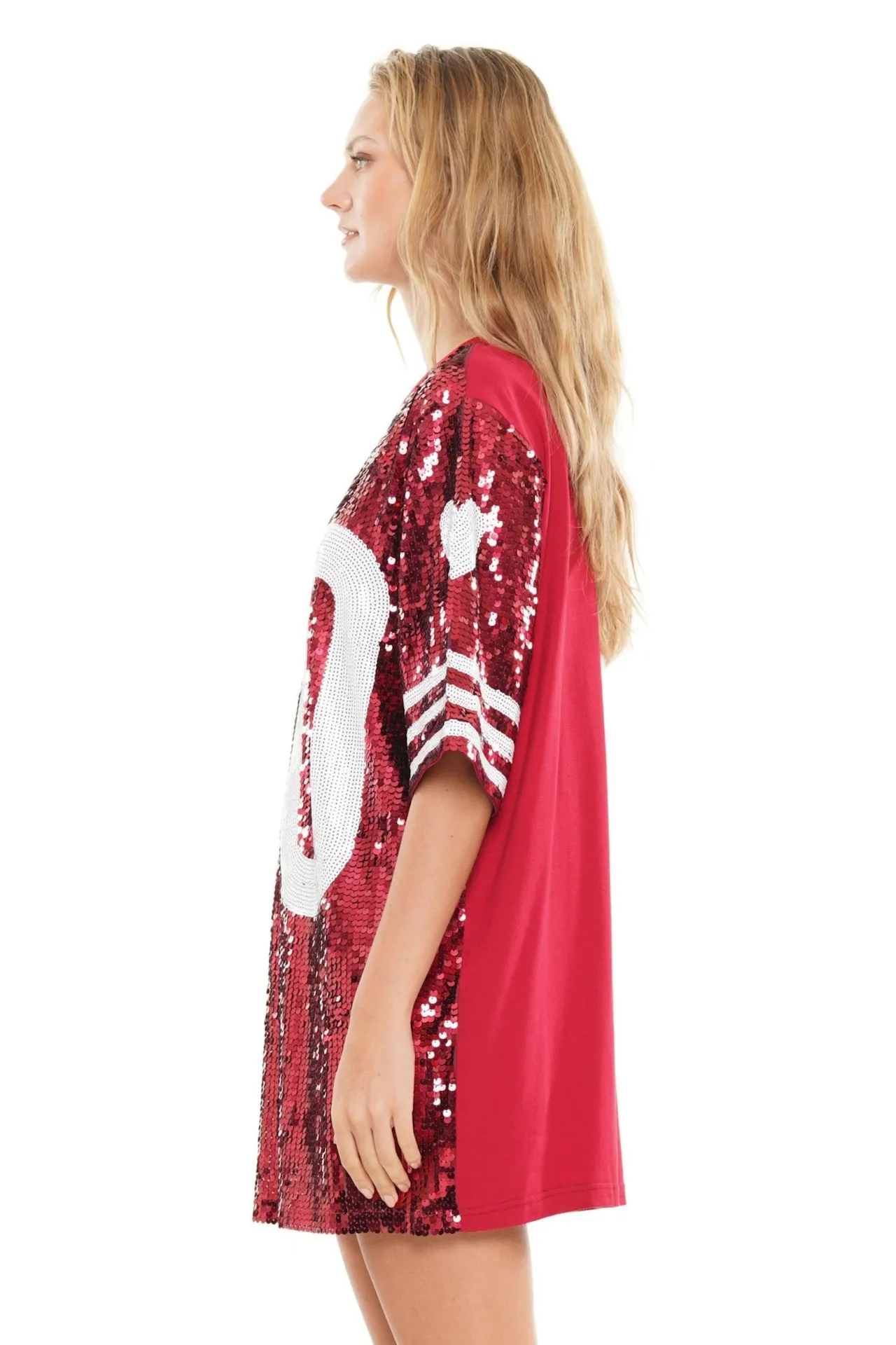 Red Double Zero Sequin Jersey Dress Tunic Dress Top