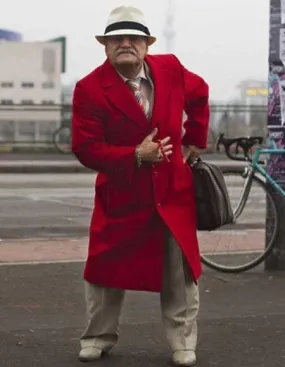 Red Trench Coat - Long Red Coat - Mens Red Peacoat - Mens Red Overcoat - Fabric