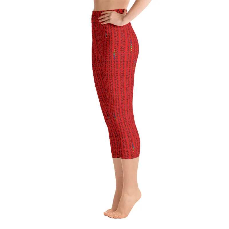 Red Triangle High Waist Yoga Capri Leggings