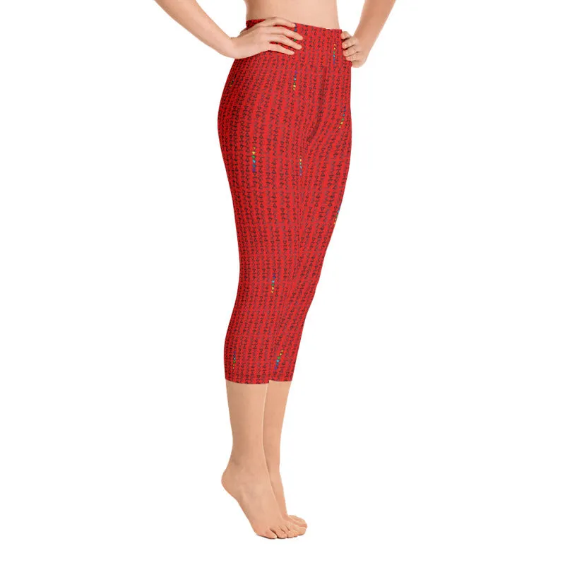 Red Triangle High Waist Yoga Capri Leggings