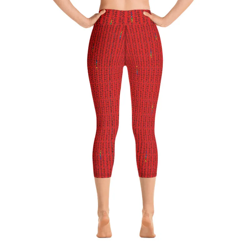 Red Triangle High Waist Yoga Capri Leggings