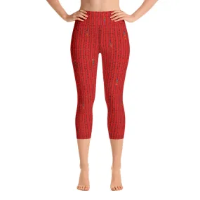 Red Triangle High Waist Yoga Capri Leggings