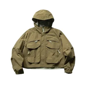 Reversible cropped windbreaker with oversized pockets