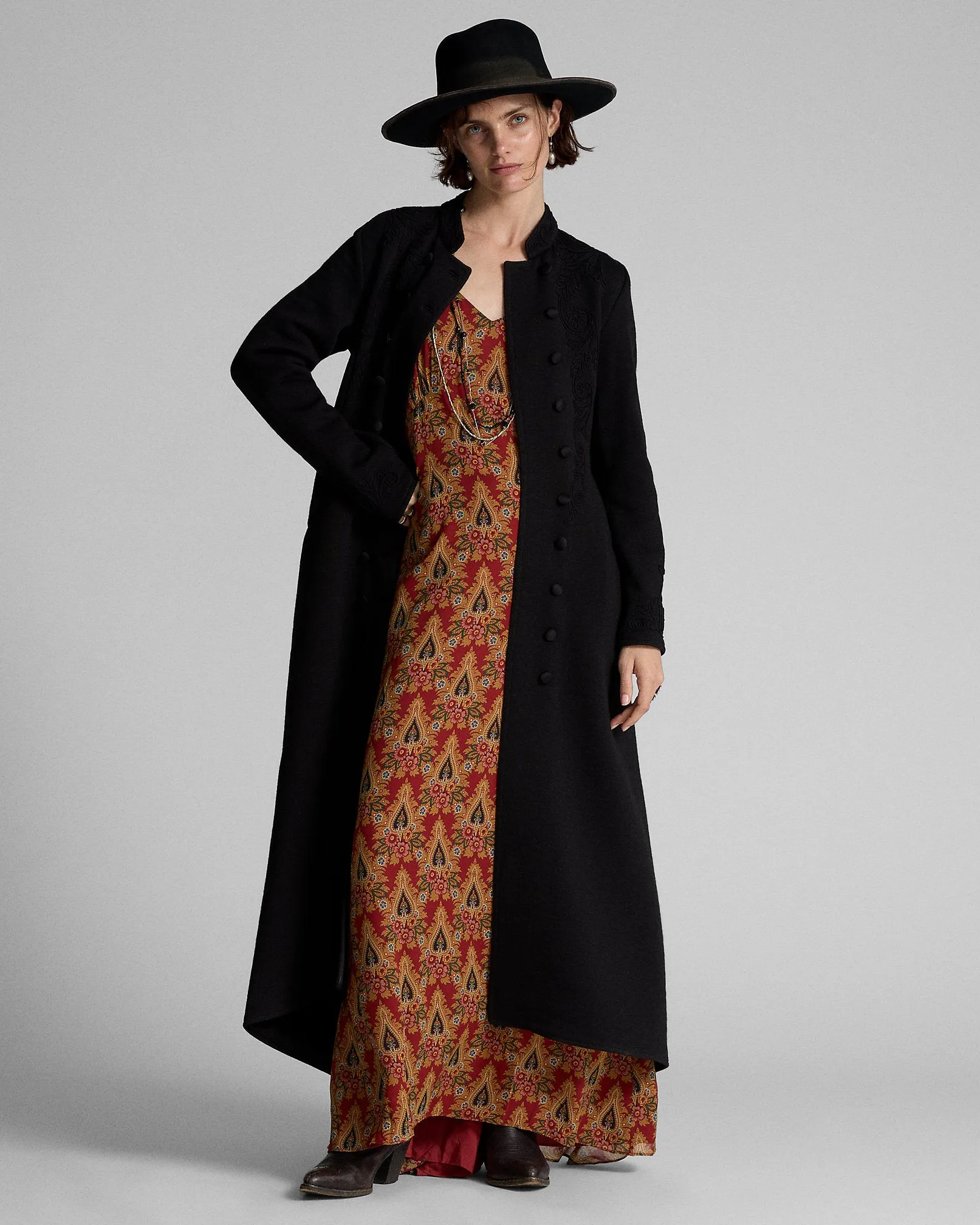 RRL Soutache-Trim Wool Fleece Coat
