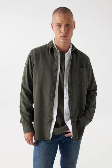 SALSA TEXTURED EFFECT SHIRT- Khaki