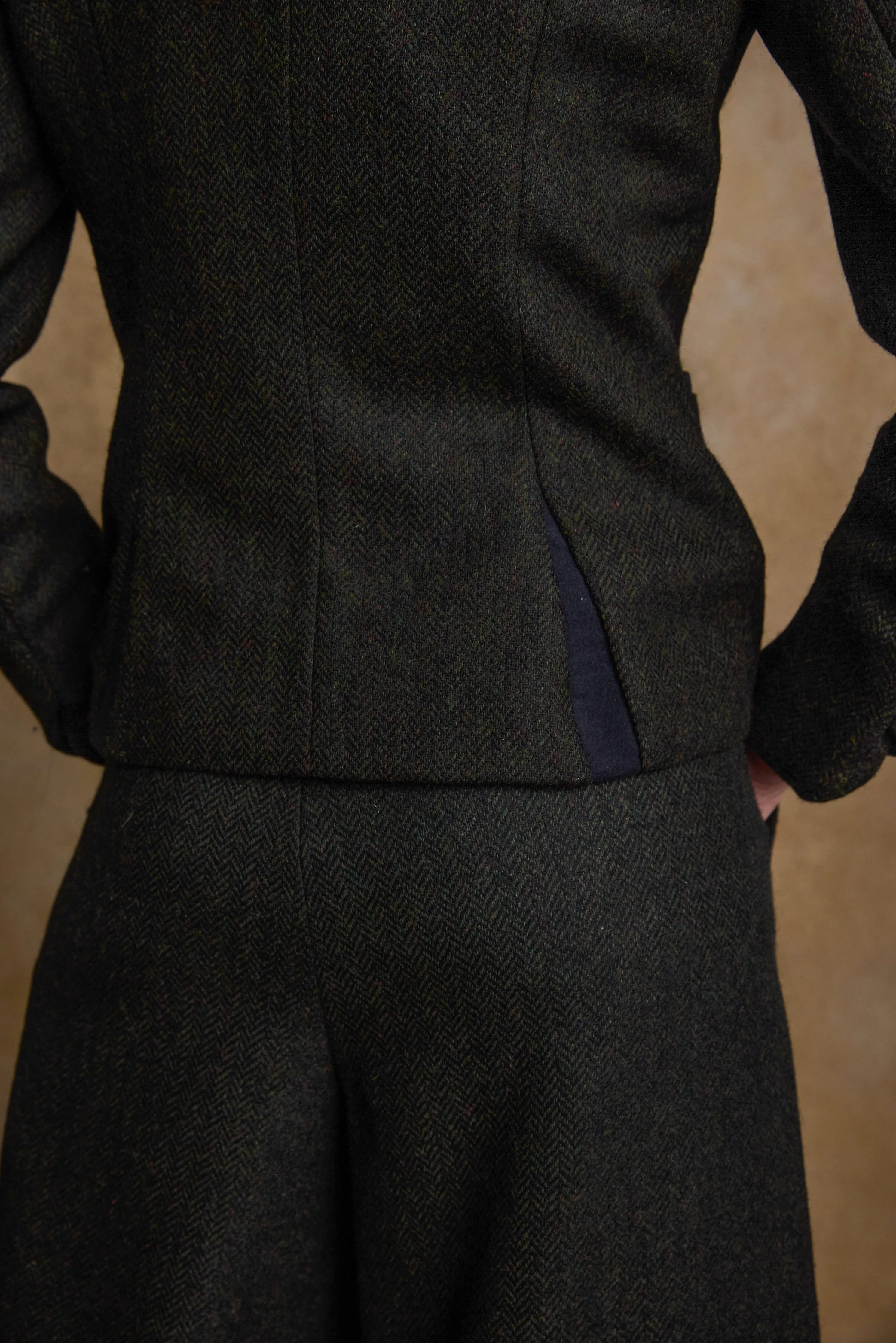 Sasha Tweed Jacket - Green Herringbone