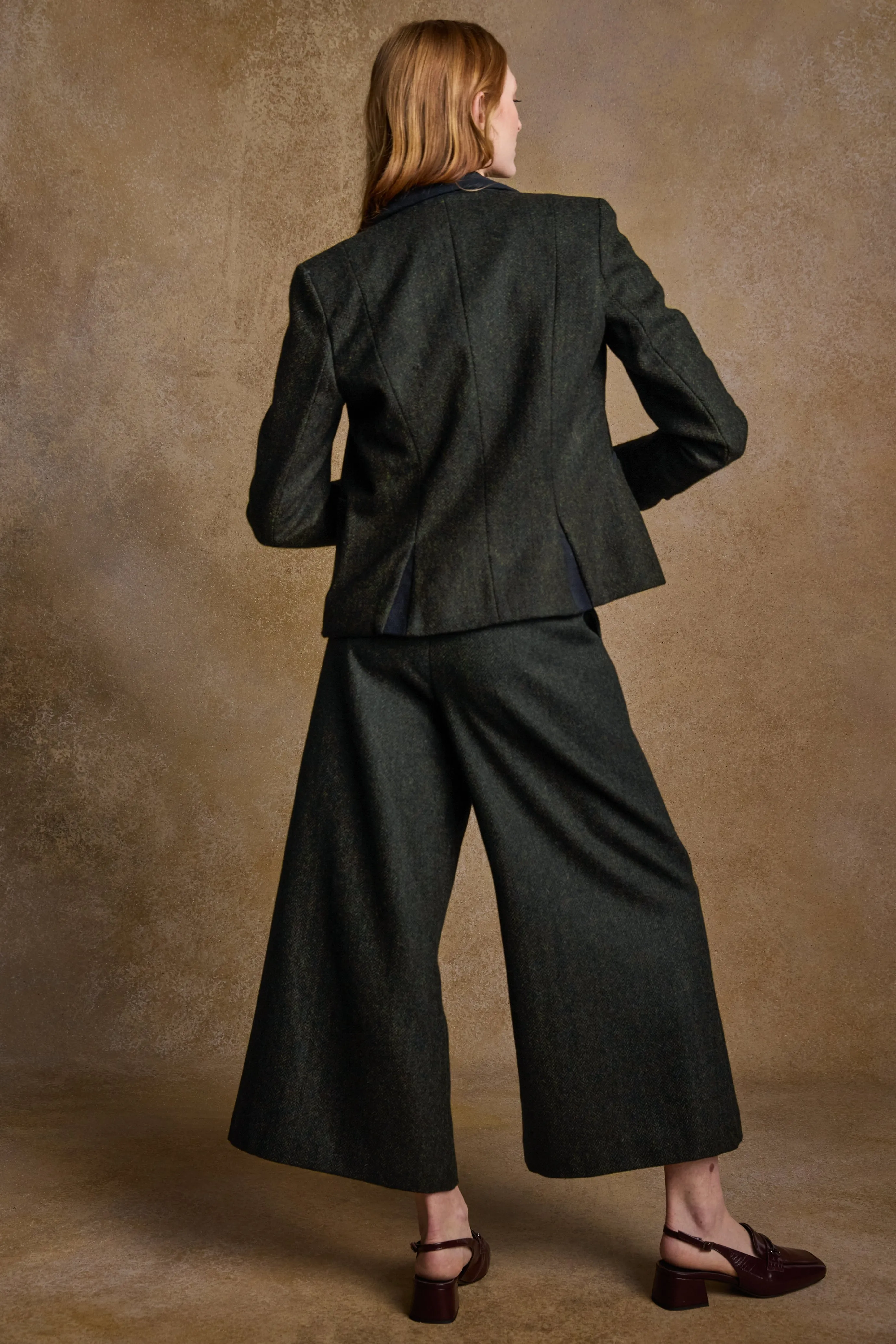 Sasha Tweed Jacket - Green Herringbone