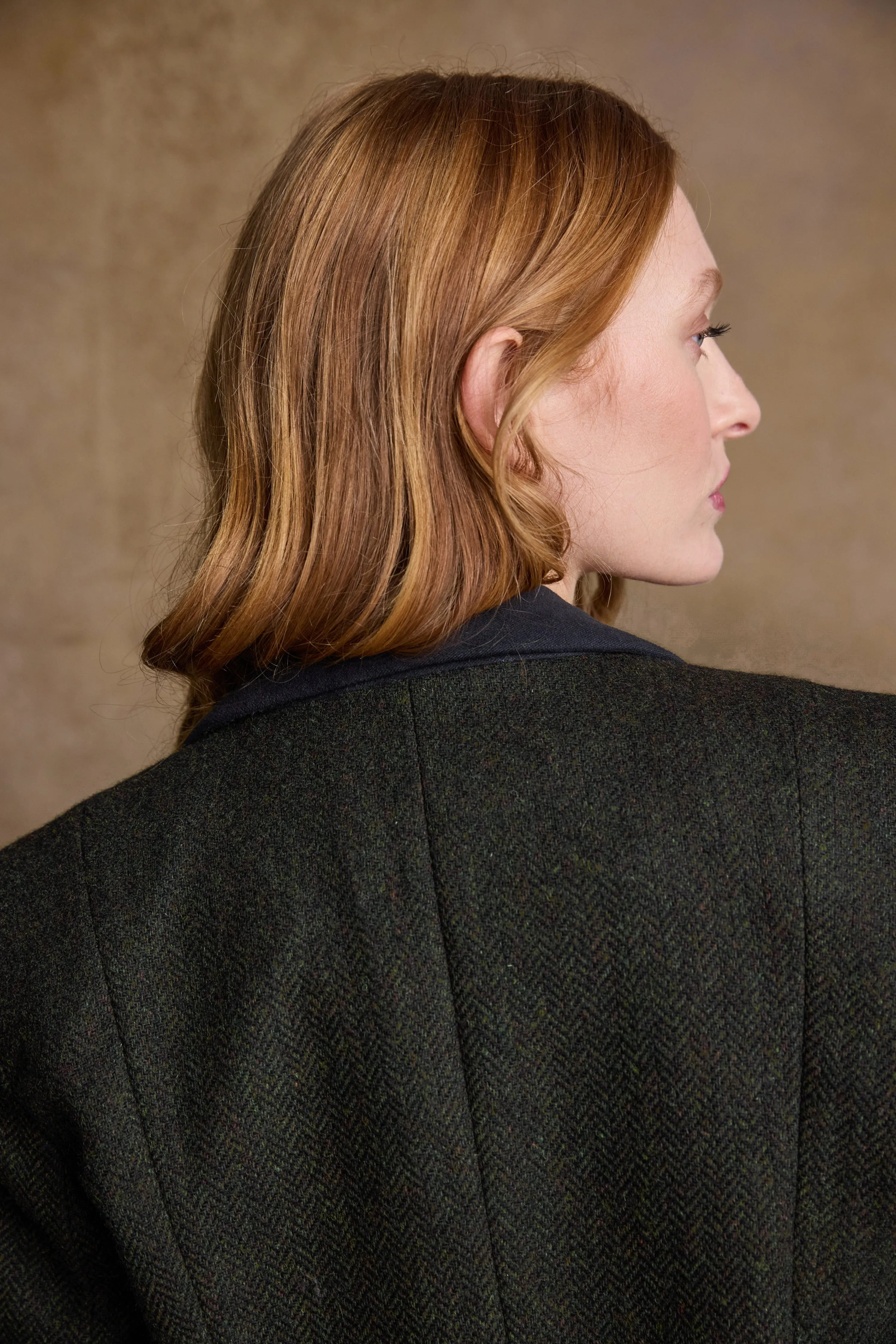 Sasha Tweed Jacket - Green Herringbone