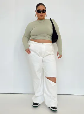 Sevina Wide Leg Denim Jeans White Curve
