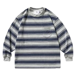 SHOGA ストライプラウンドネック T SG046