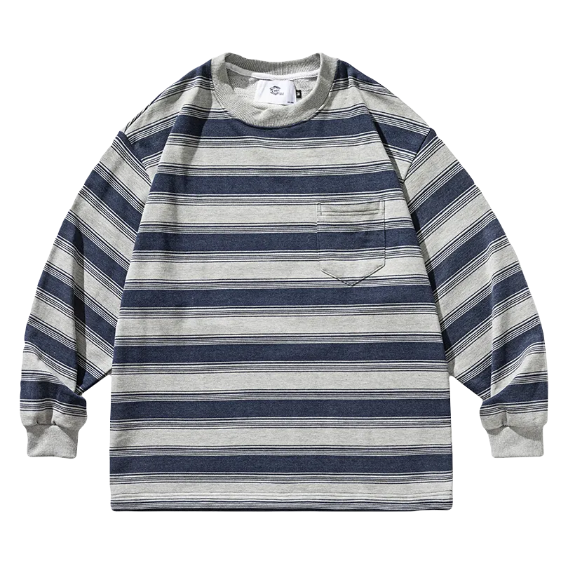 SHOGA ストライプラウンドネック T SG046