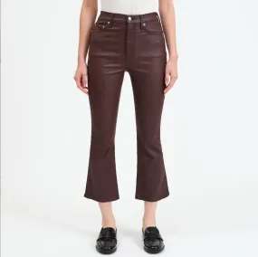 Shy Girl Hi Rise Crop Flare - Coated Malbec