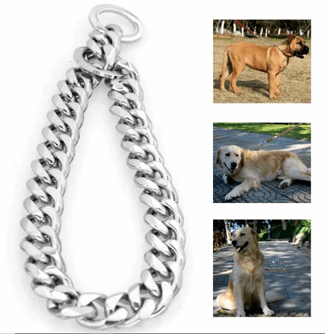 Silver Titanium Cuban Link Dog Collar
