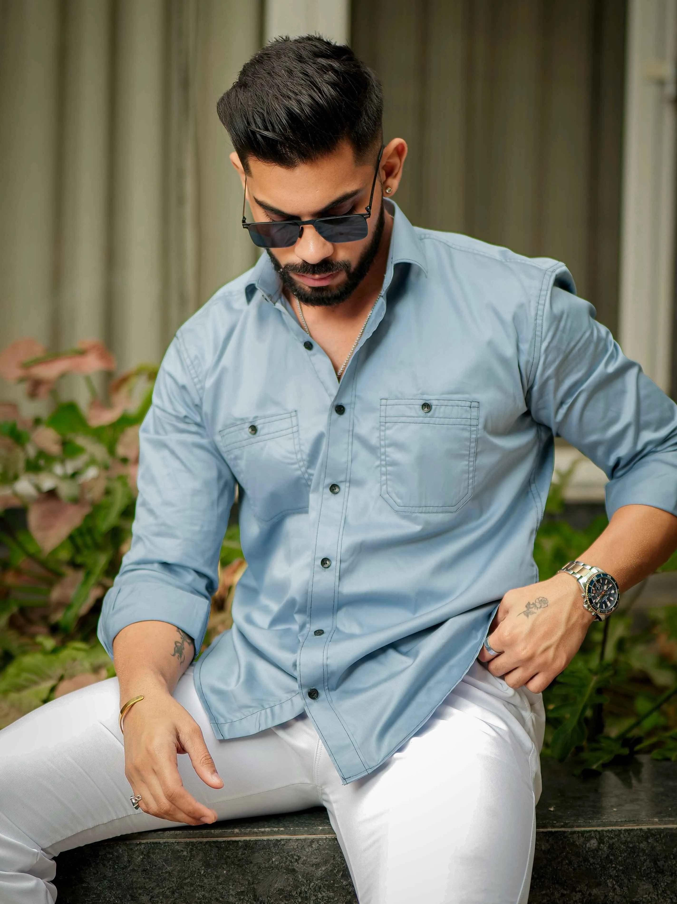 Sky Satin Cotton Over Shirt