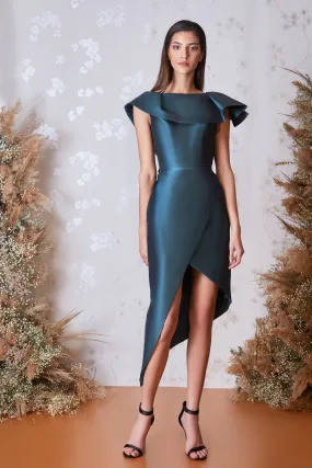 Sleeveless Asymmetrical Midi Dress with Ruffle