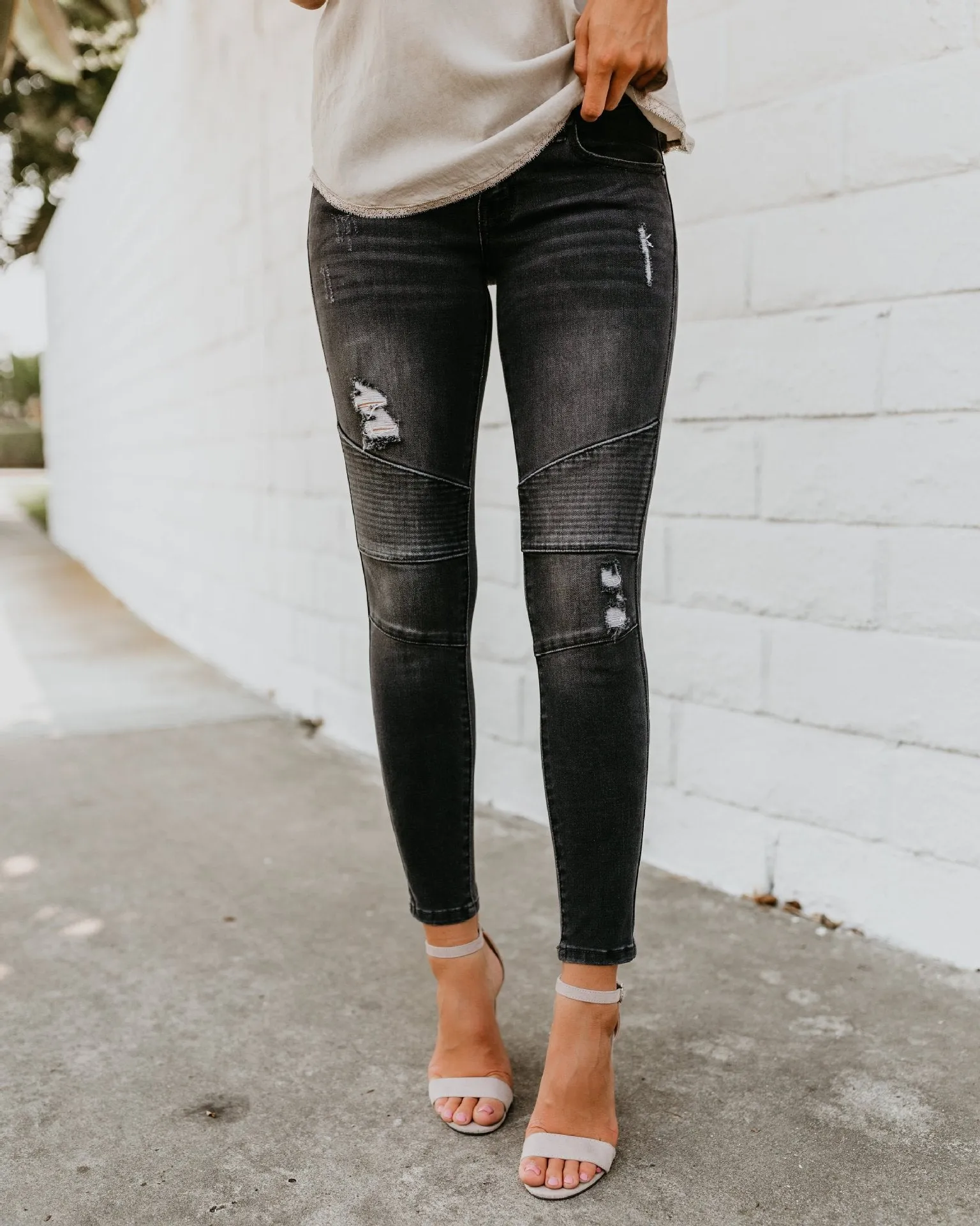 Slim-fit Street Hipster Pleated Hole Stretch Pencil Skinny Pants
