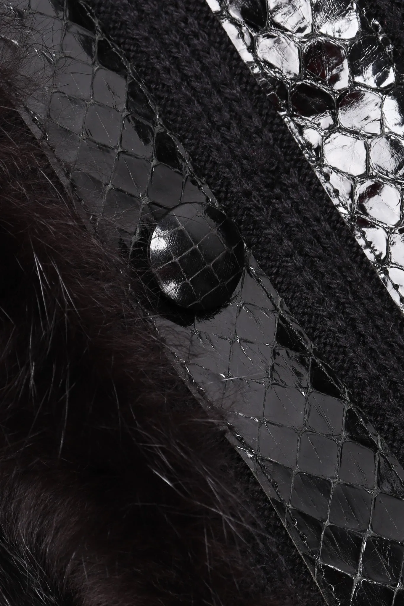 Snakeskin Knit Fur Coat
