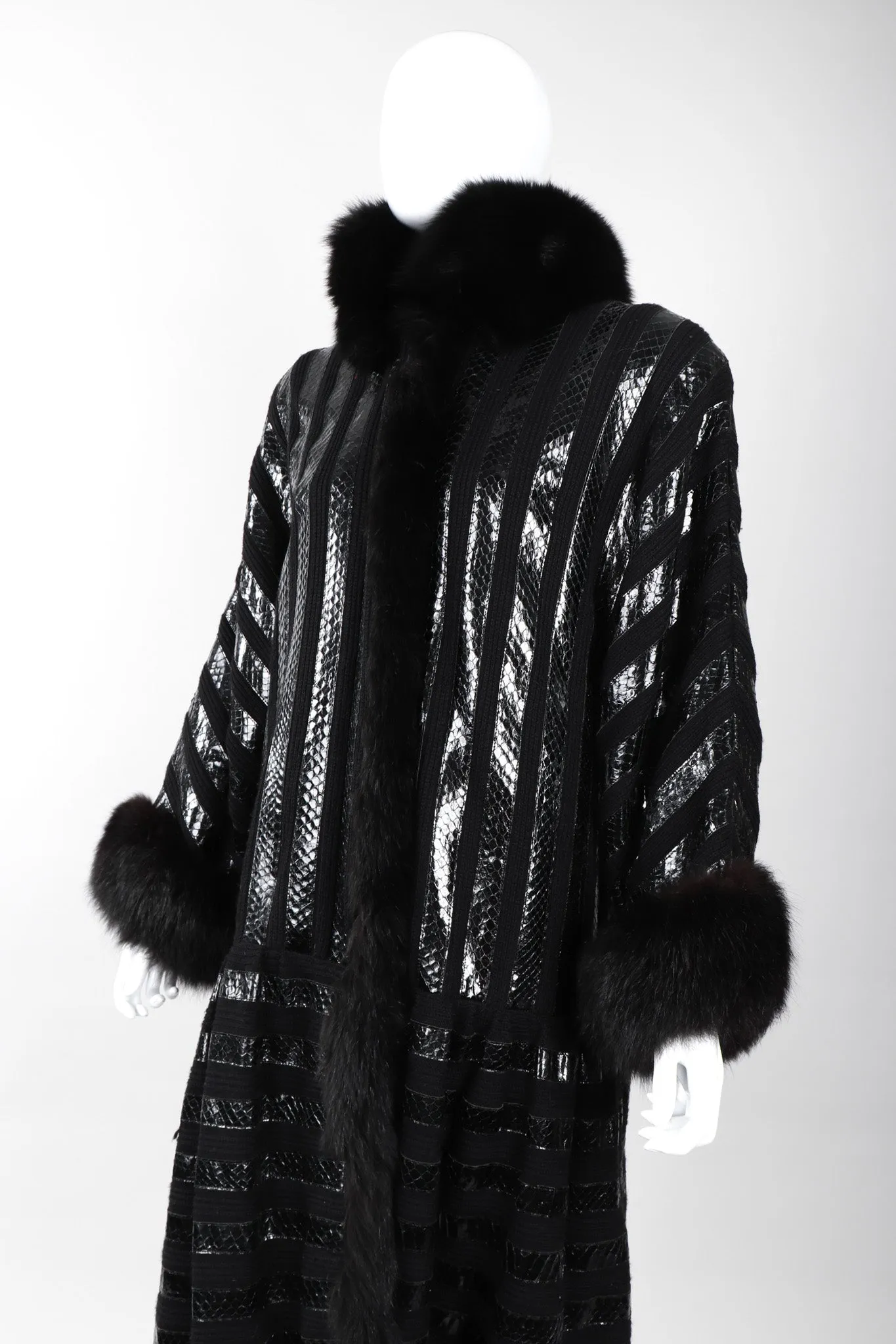 Snakeskin Knit Fur Coat