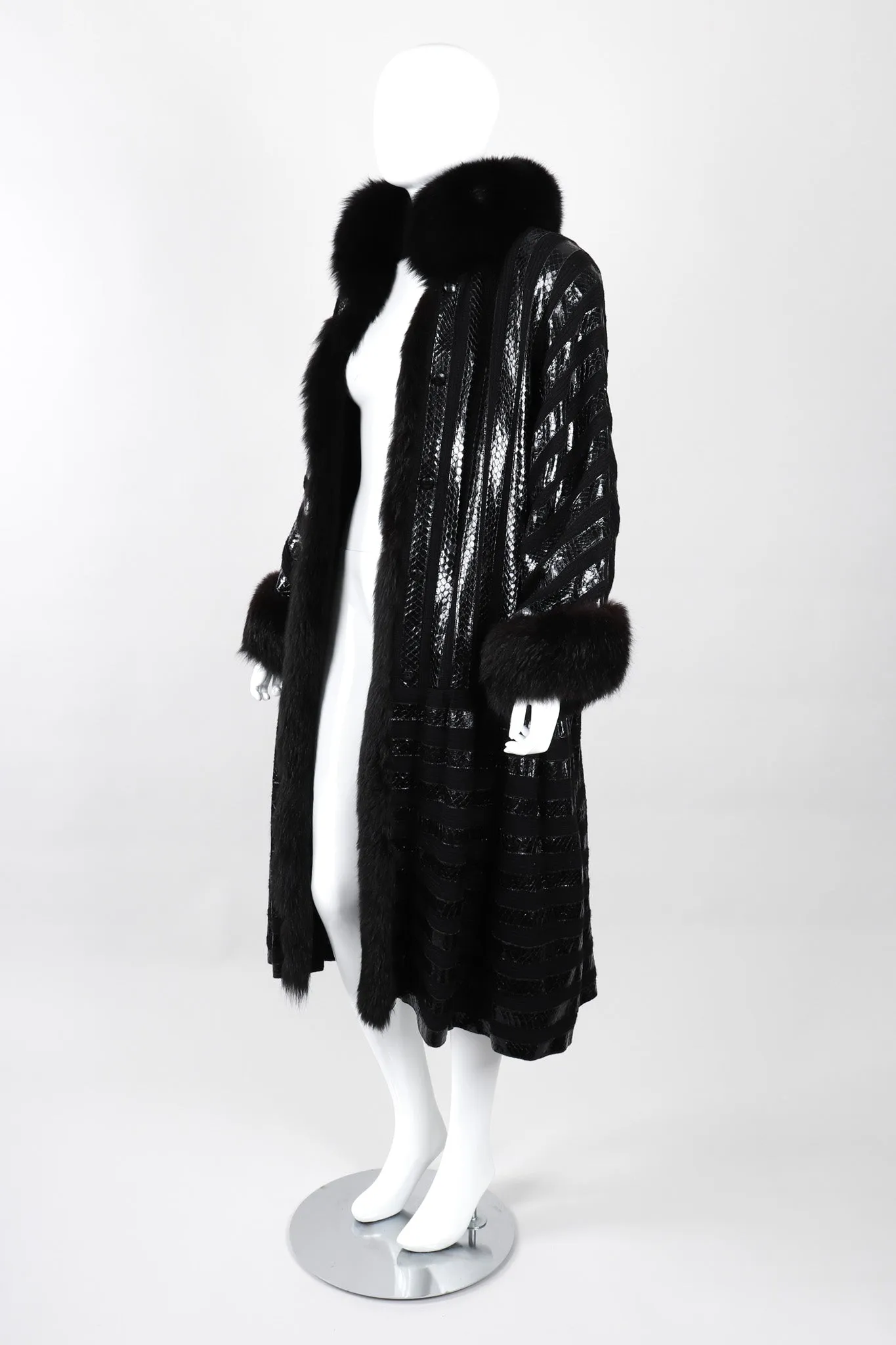 Snakeskin Knit Fur Coat