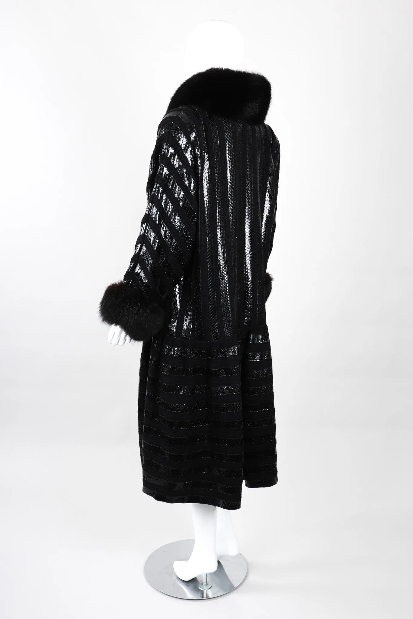 Snakeskin Knit Fur Coat