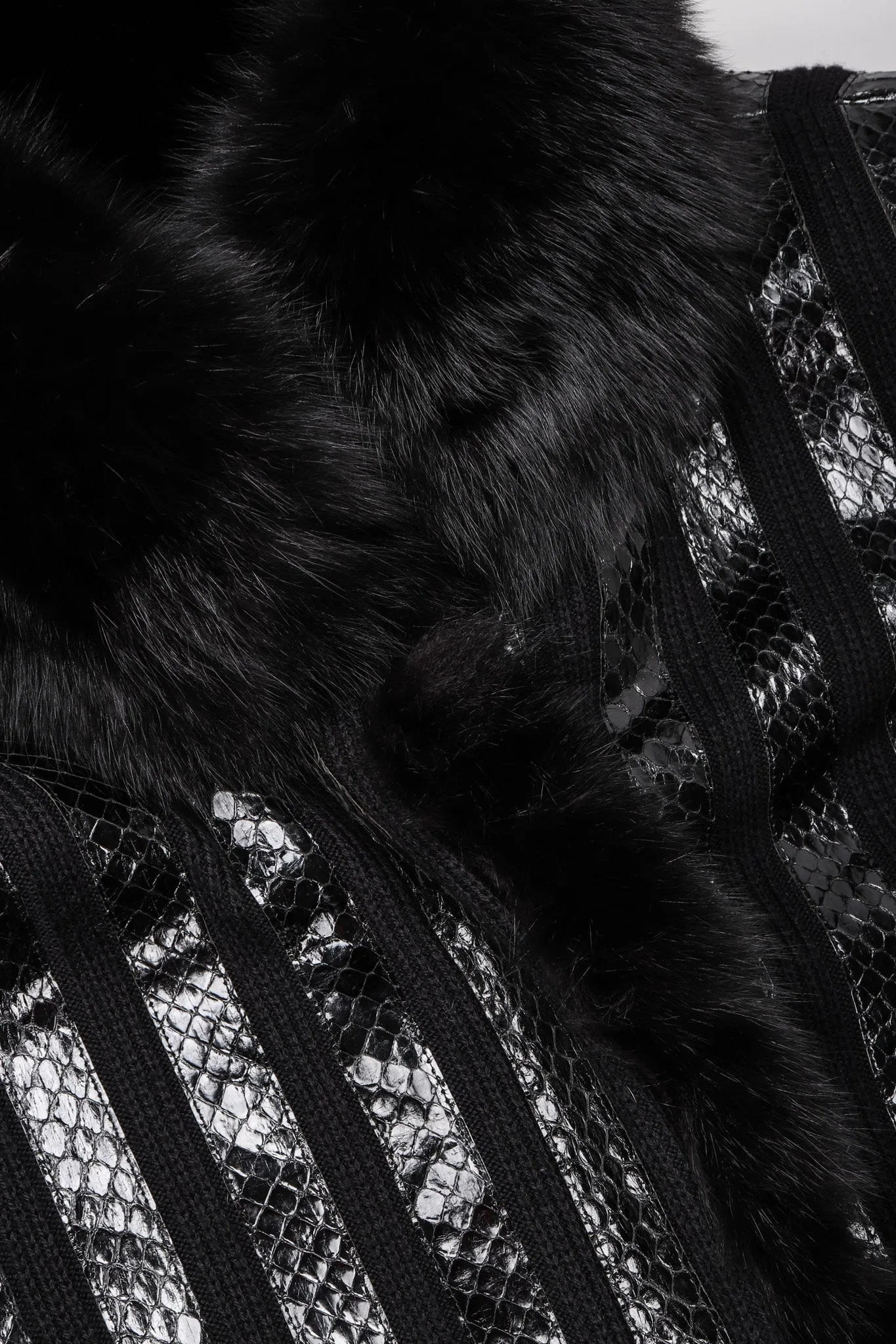 Snakeskin Knit Fur Coat