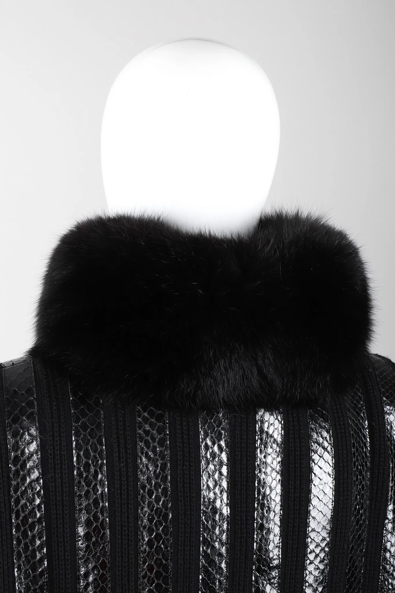 Snakeskin Knit Fur Coat