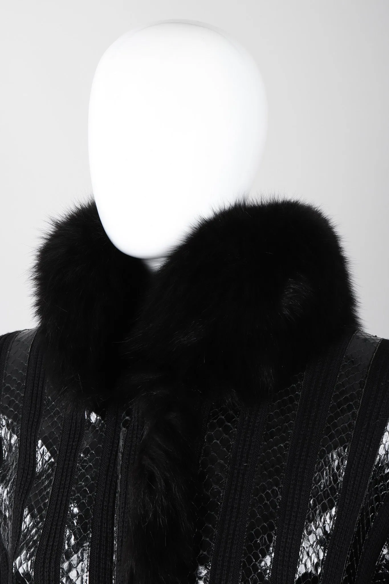 Snakeskin Knit Fur Coat