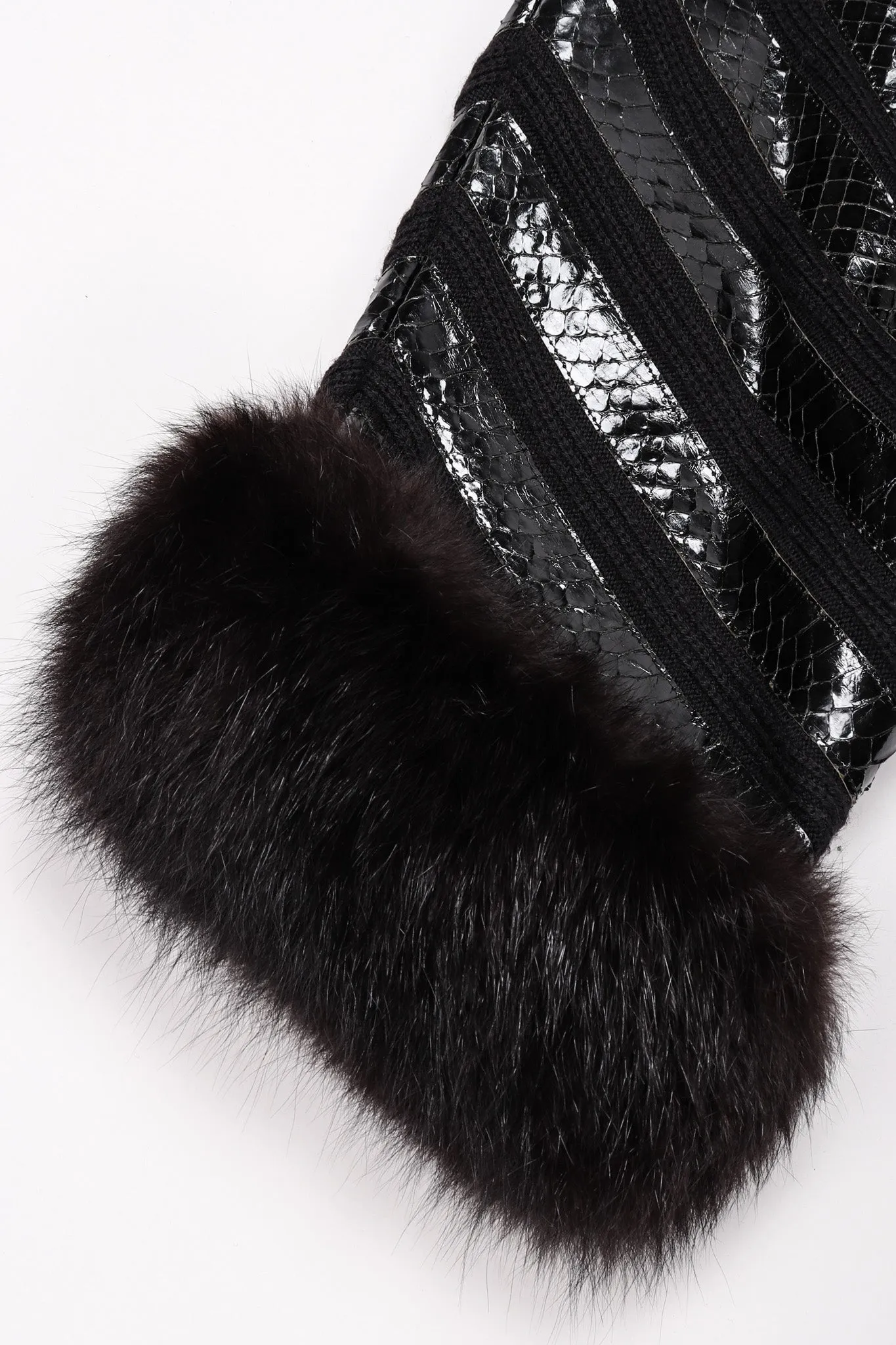 Snakeskin Knit Fur Coat