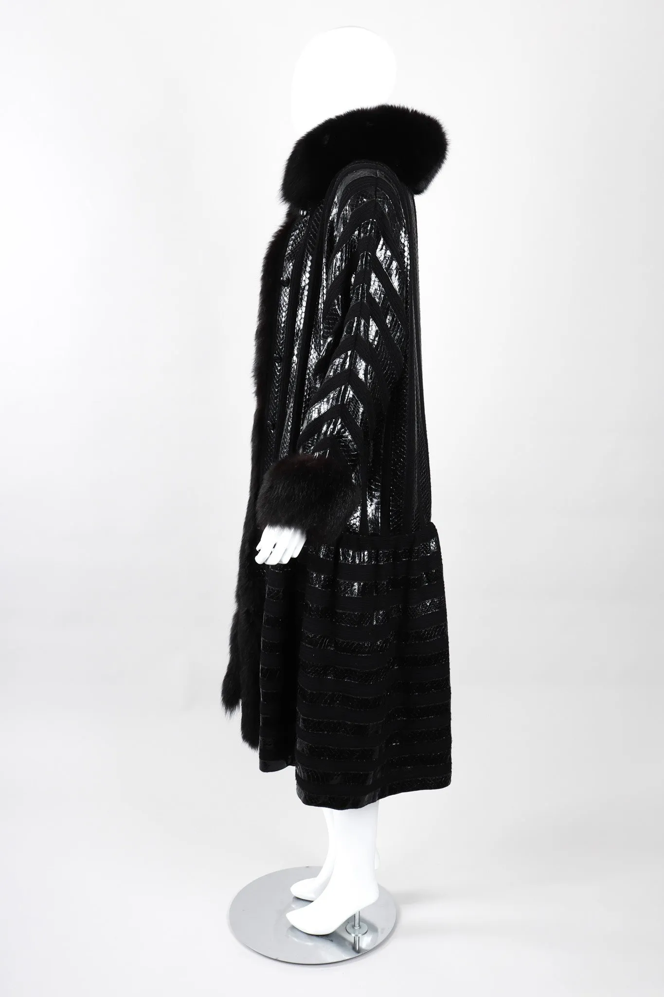 Snakeskin Knit Fur Coat