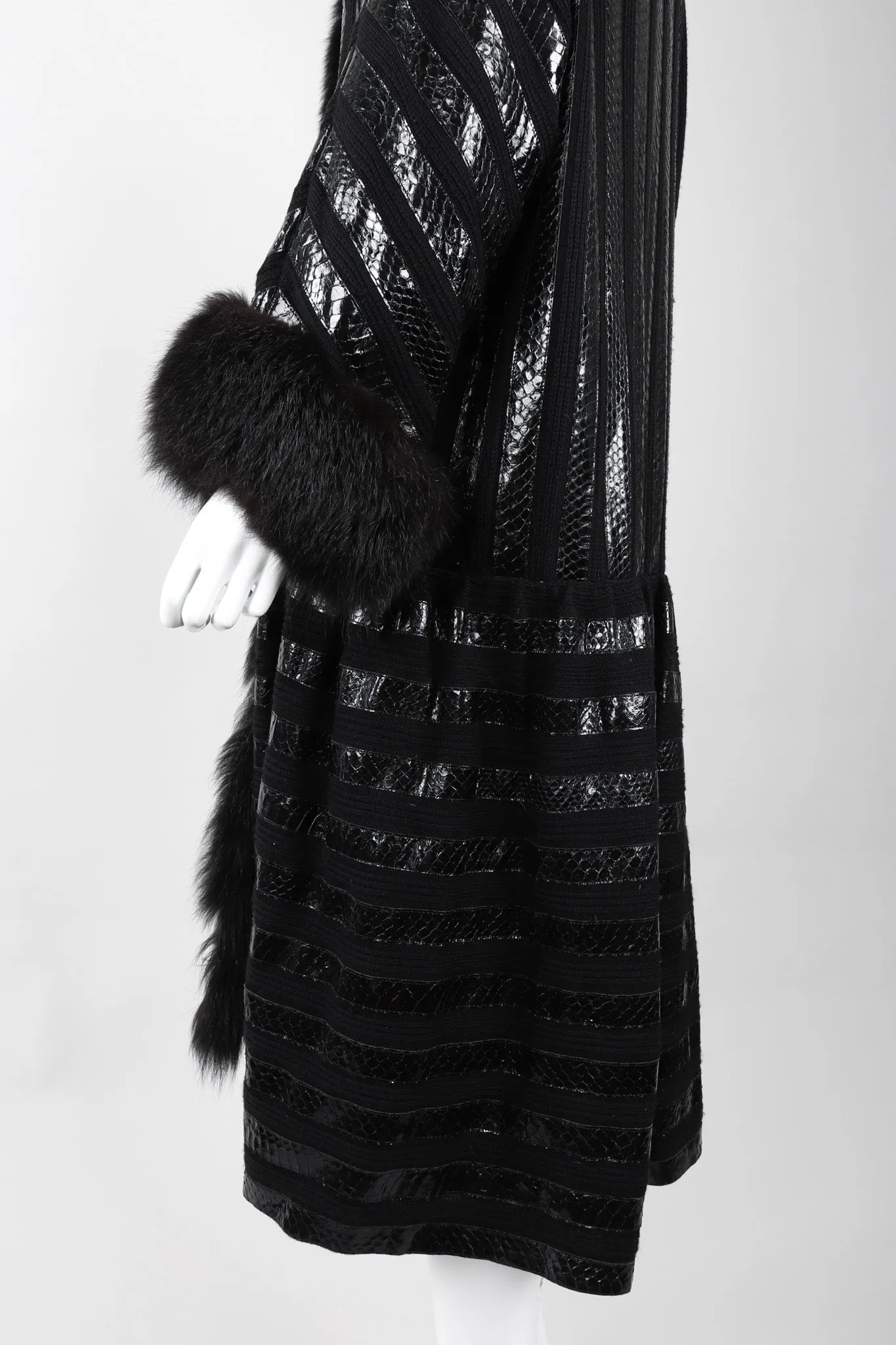 Snakeskin Knit Fur Coat