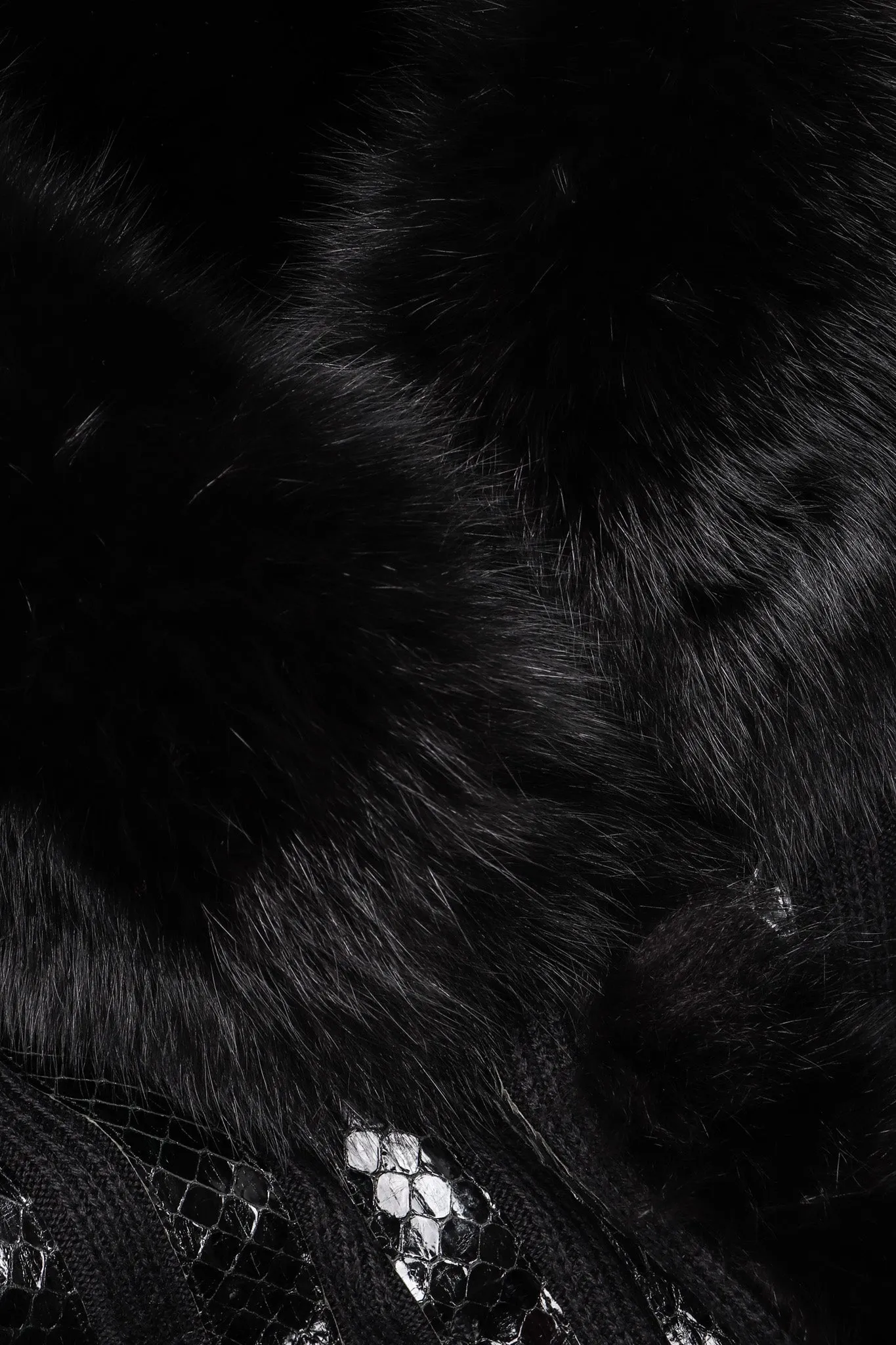 Snakeskin Knit Fur Coat