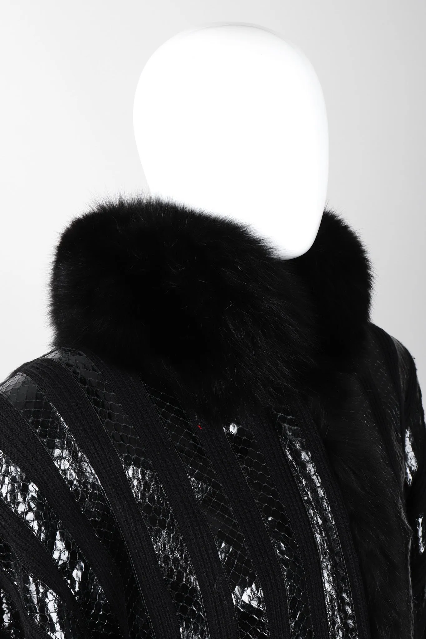 Snakeskin Knit Fur Coat