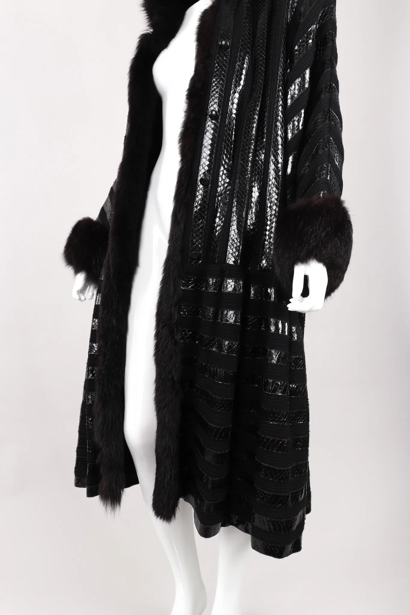 Snakeskin Knit Fur Coat