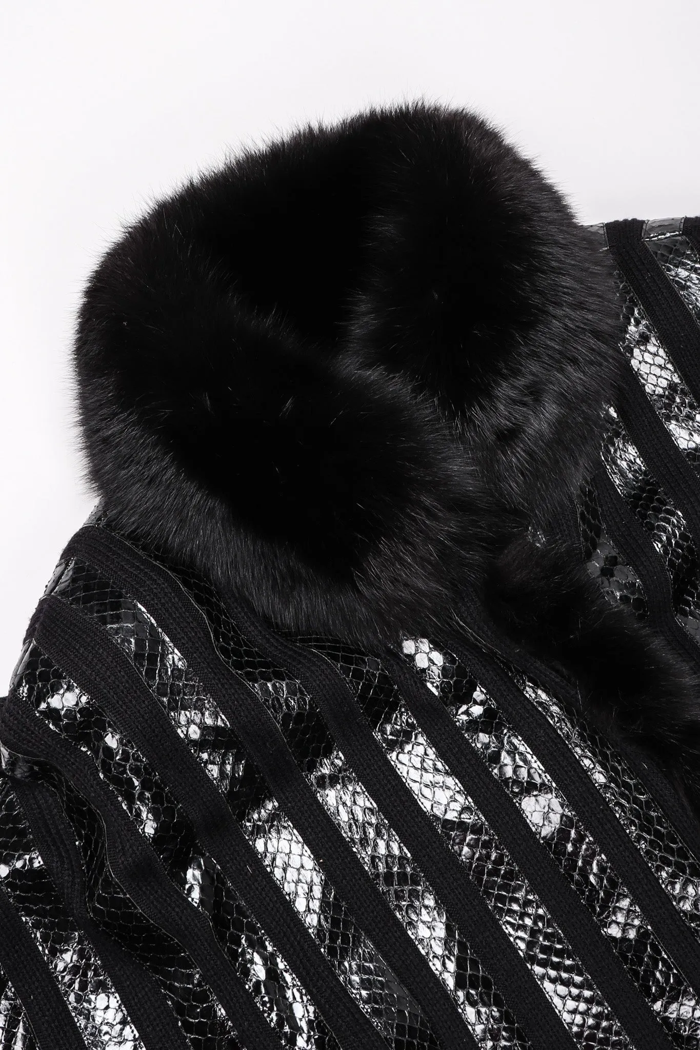 Snakeskin Knit Fur Coat